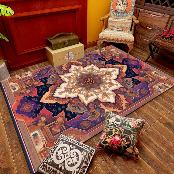 Bohemia Living Room Rugs Washable Bedroom Bedside Large Area Rugs Vintage Persian Luxury American Ca