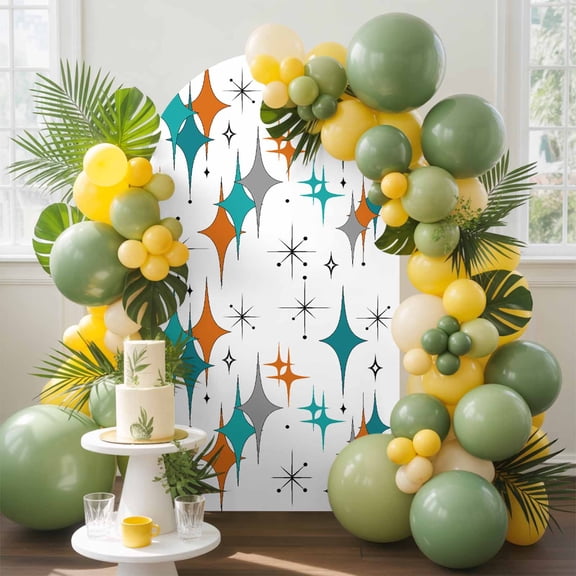 Bohemia Mid Arch Backdrop Cover, 7.2FT, Century Geometric Diamond Pattern Spandex Arch Covers Double-Sided Backdrop for Wedding Birthday Party Photo Background Decoration