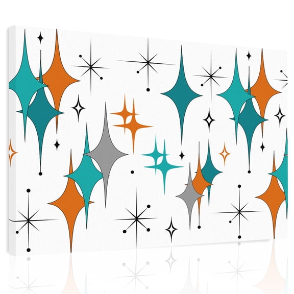 Bohemia Mid Canvas Print Wall Art, Century Geometric Diamond Pattern Wall Decor Modern Artwork Paintings Pictures for Living Room Framed and Stretched Ready to Hang, 12" x 16"