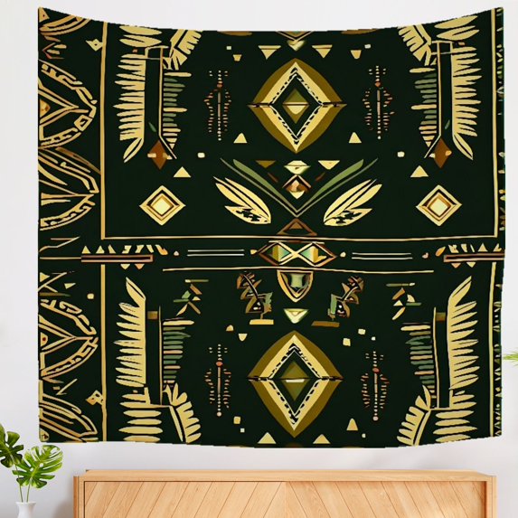 Bohemia Modern Tapestry for Living Room House Bedroom Office, Minimalistic Simplicity Aztec Symbols Wall Hanging Tapestry 51x59 Inches Diamonds Geometric Shapes Symmetrical Tapestry Aesthetic