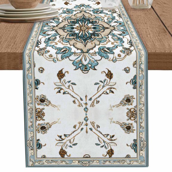 Bohemia Native Farmhouse Flower Table Runner-70 Inch Long Abstract Retro Tribal Table Runners Linen Burlap Tablerunner for Kitchen Dining Room Holiday Party
