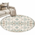 thumbnail image 1 of Bohemia Pattern Round Area&nbsp;Rug 4ft Blue Retro Boho Ethnic Farmhouse Floral Non-Slip&nbsp;Washable Circle Rugs Soft Felt Indoor Floor Mat for Bedroom Kitchen Living Room Bathroom, 1 of 9
