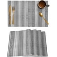 thumbnail image 1 of Bohemia Placemats Set of 6,Washable Woven Burlap Cloth Fabric Placemat for Square/Rectangle/Round/Oval Dining Table,Easy Clean Place Mats for Kids Abstract Contemporary Gray Boho Tribal Stripes, 1 of 1