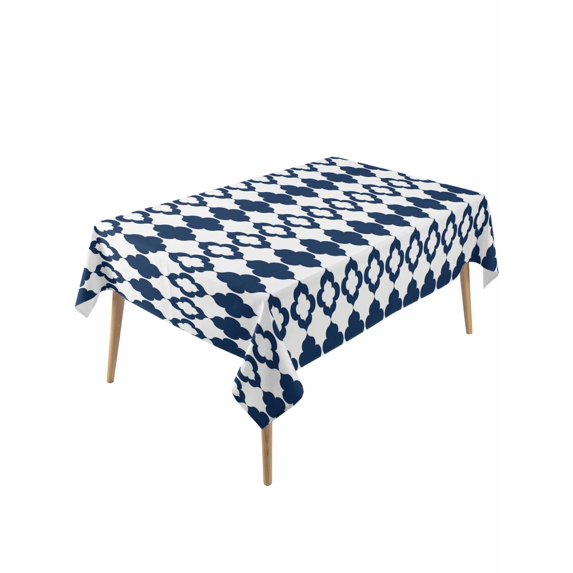 Bohemia Rectangle Tablecloth, Minimalist Geometric Pattern Abstract Dark Blue Waterproof & StainResistant Tablecloth, Washable Oil-proof Table Cover for Dining/Party/Wedding/Camping/Buffet 54x108 In