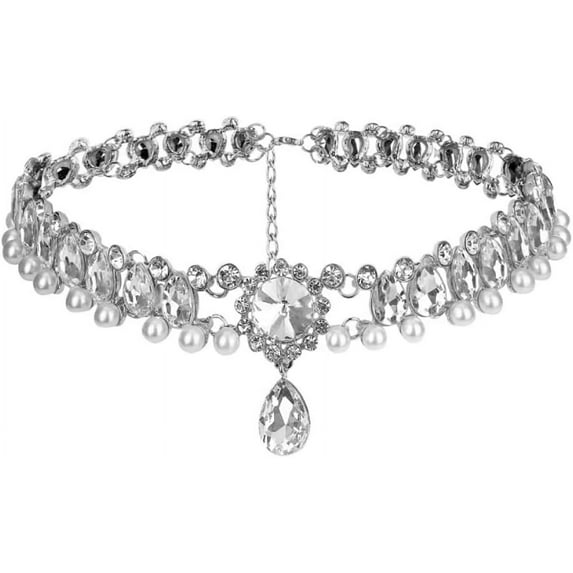 Bohemia Rhinestone Crystal Necklace Pearl Choker Wedding Jewelry Bridal Diamond Pendant for Women