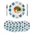 thumbnail image 1 of Bohemia Round 13 Inch Placemats Set of 6, Vintage Moroccan Geometric Pattern Blue Green Gray HeatResistant Non Slip Place Mats for Dining Table, Wipeable Braided Kitchen Table Mats for Housewarming, 1 of 9