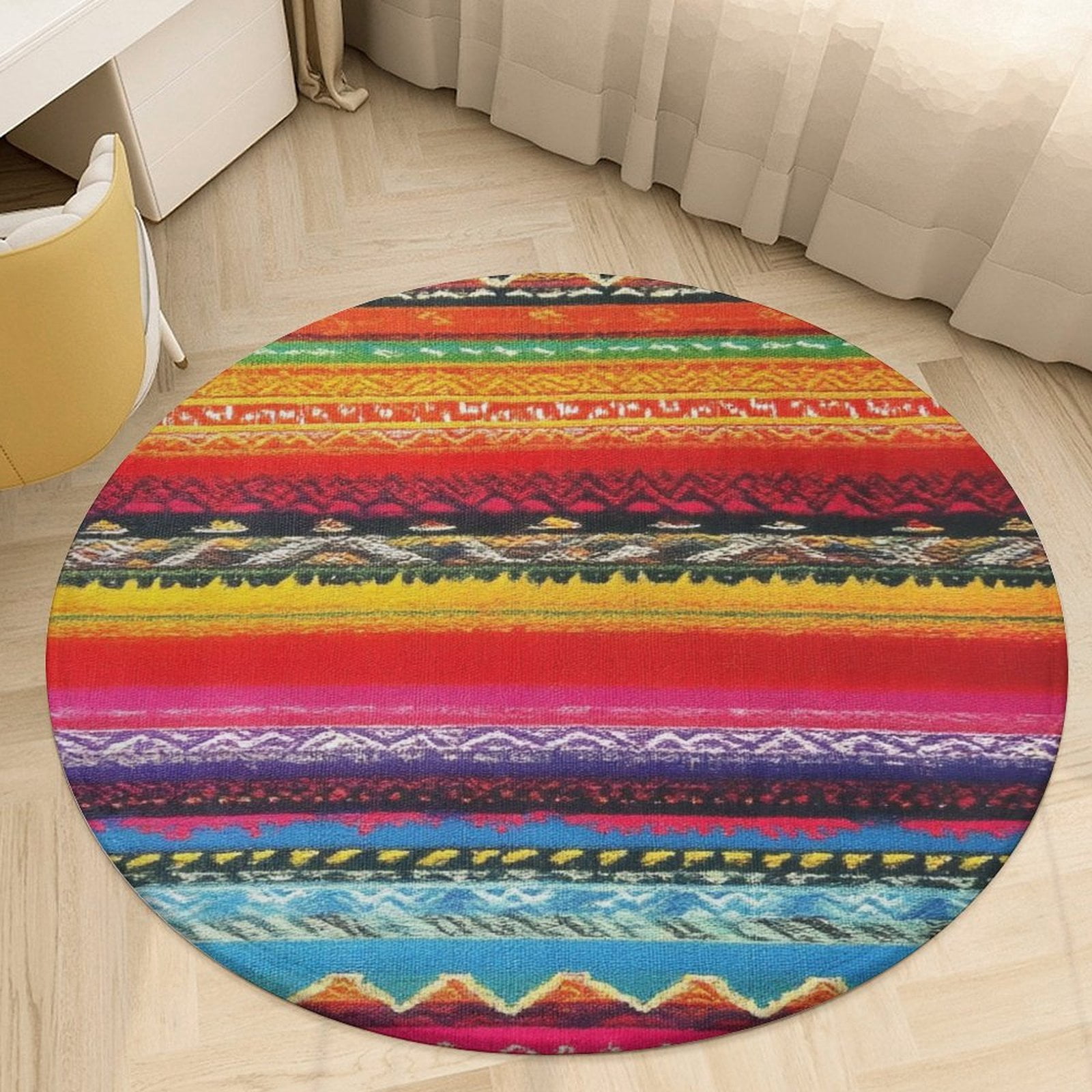 Bohemia Round Area Rugs for Bedroom Living Room, 2FT Soft Comfy Indoor ...