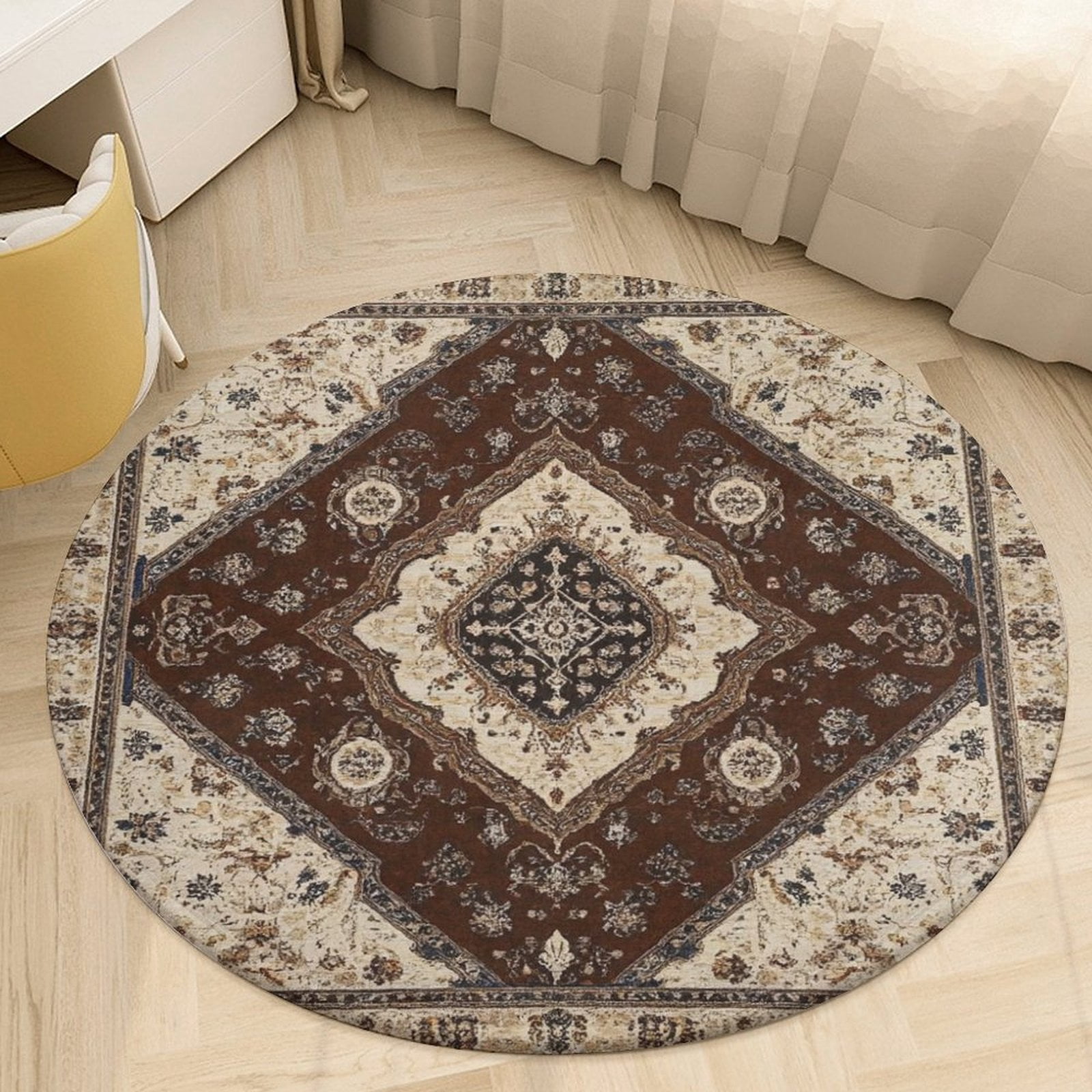 Bohemia Round Area Rugs for Bedroom Living Room, 3FT Soft Comfy Indoor ...
