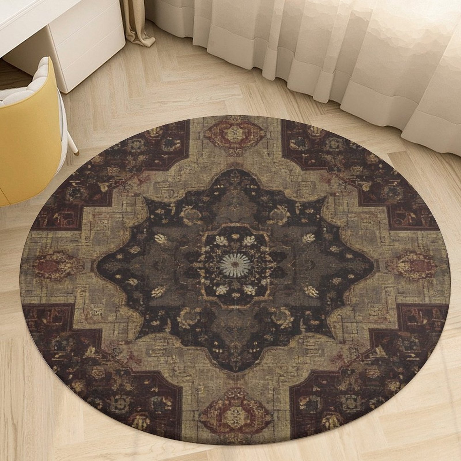 Bohemia Round Area Rugs for Bedroom Living Room, 4FT Soft Comfy Indoor ...