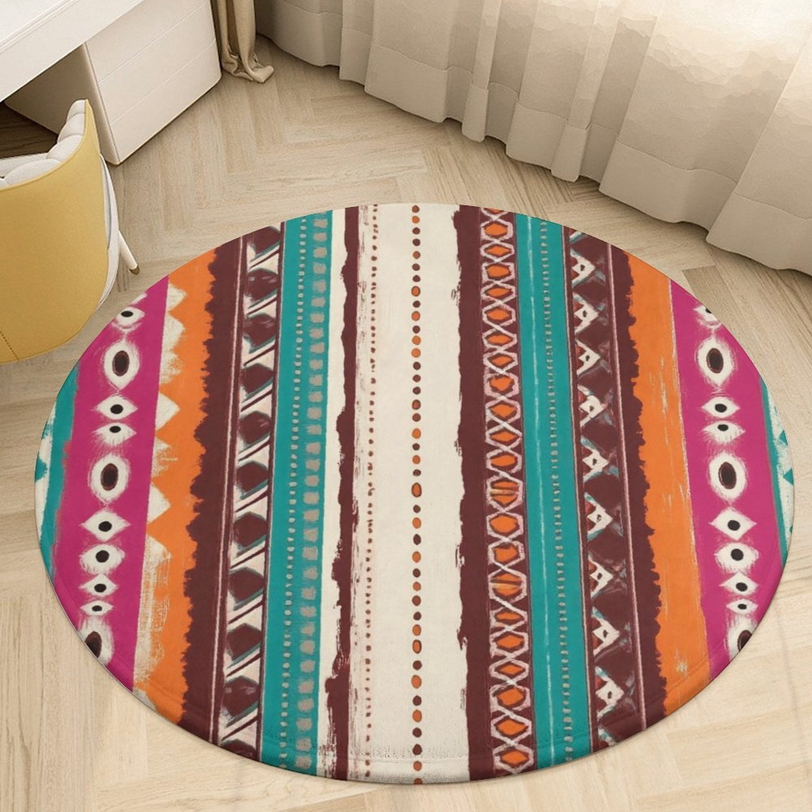 Bohemia Round Area Rugs for Bedroom Living Room, 4FT Soft Comfy Indoor ...