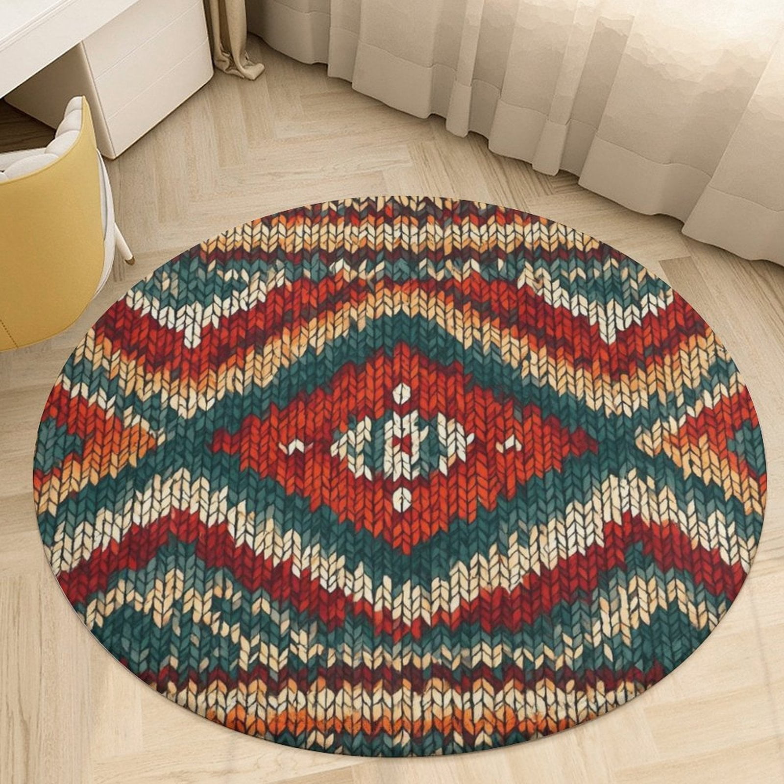 Bohemia Round Area Rugs for Bedroom Living Room, 5FT Soft Comfy Indoor ...