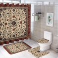 thumbnail image 1 of Bohemia Shower Curtain Set 4PCs with Hooks Waterproof Bathroom Toilet Mat Lid Decor, 1 of 6