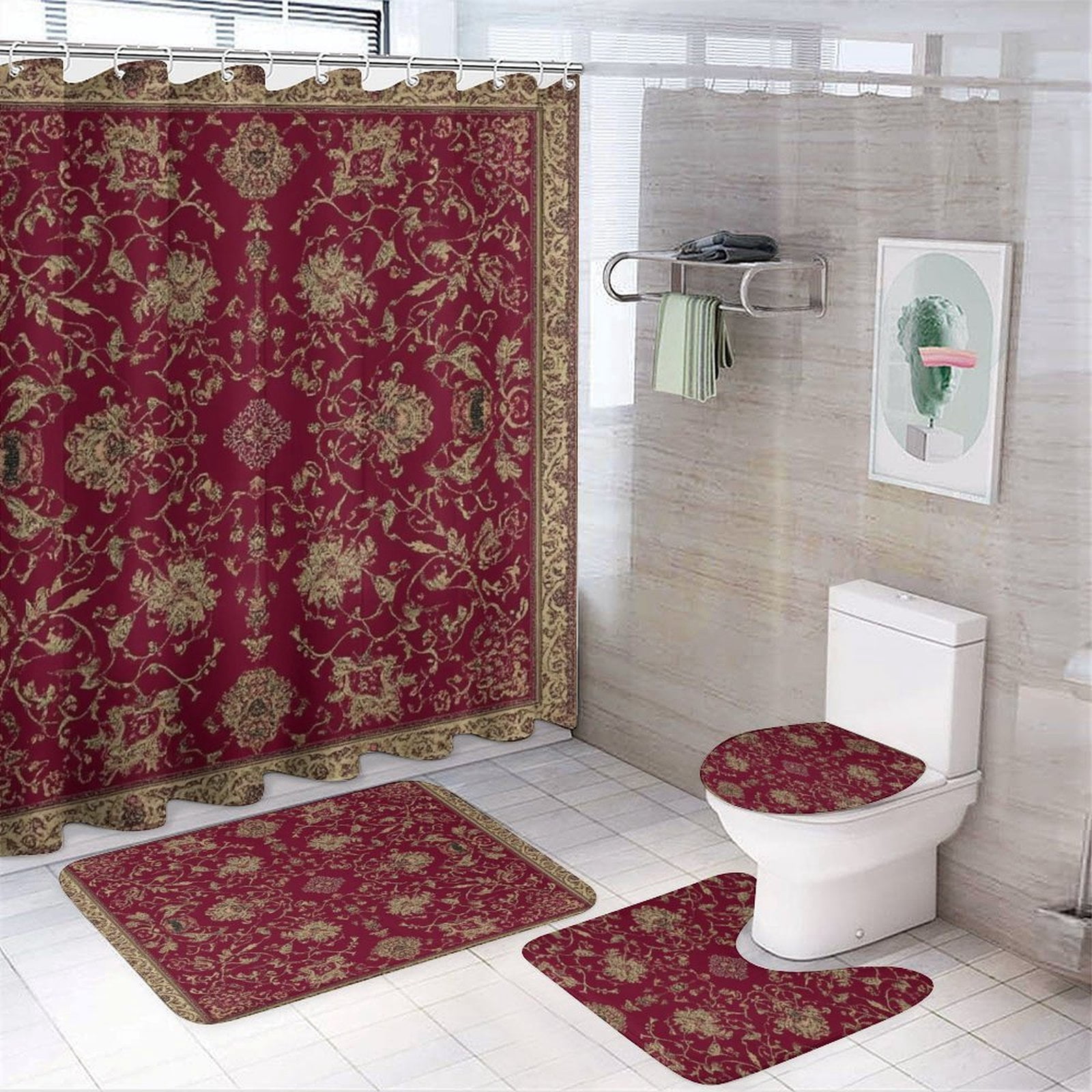 Bohemia Shower Curtain Waterproof Bathroom Curtain Set with Hooks Home