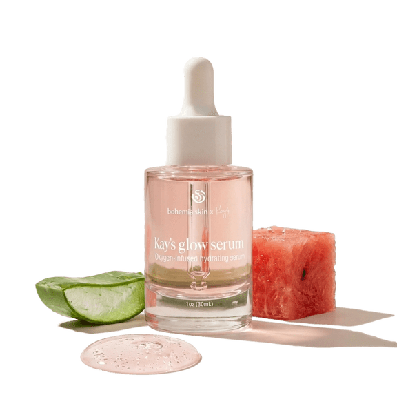Bohemia Skin Kay's Glow Serum - Vitamin C Serum for Face (THD Ascorbate) - Hydrating Dark Spot & Post Blemish Mark Fader - Oxygen Infused for Radiant Dewy Skin - Non Sticky & Non Comedogenic - 1 Oz