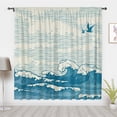 thumbnail image 1 of Bohemia-Style Art Curtains Vintage Minimalist Abstract Ocean Waves Window Curtains for Blackout Curtains Window Drapes Bedroom Privacy Decor(Rod Pocket), 1 of 5