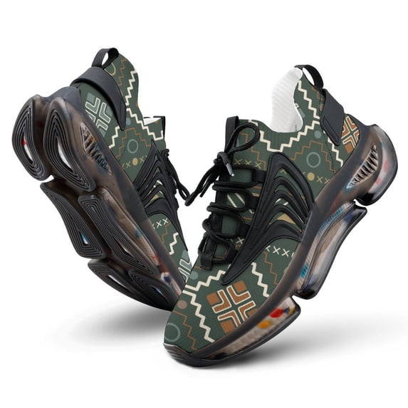 Bohemia Style Green Walking Shoes for Men Woman Lightweight Tennis Fashion Elastic Sports Shoes Cushion Basketball Shoes