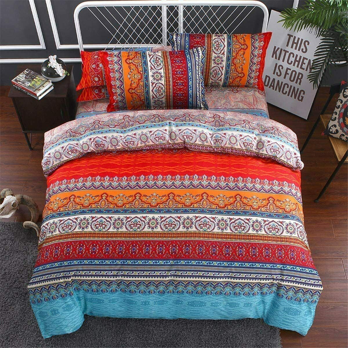 Bohemia Style Printed Bedding Cover Set With Pillowcase Woman High Quality Duvet Cover Set,King (90"x104")