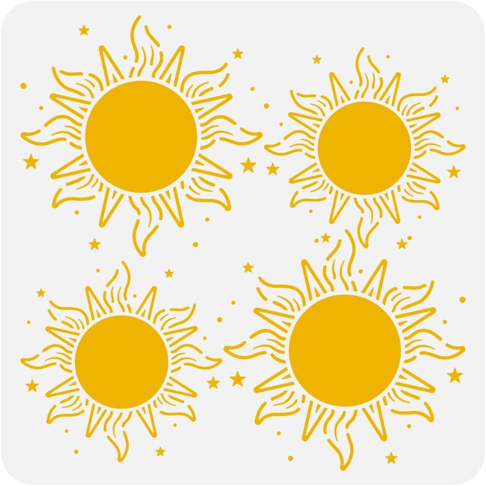 Bohemia Sun Drawing Stencil 11.8x11.8inch Reusable 4 Styles Boho Sun ...