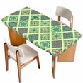 thumbnail image 1 of Bohemia Table Cloths for 5 Foot Rectangle Tables, Vintage Country Farmhouse Boho Style Light Green Patio Waterproof Elastic Fitted Tablecloths, Washable Rectangular Table Cover for Camping, 1 of 8