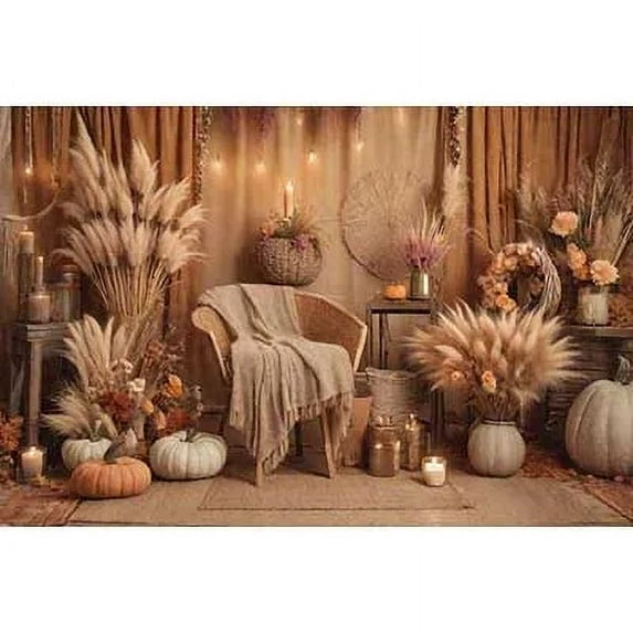 Bohemia Thatch Party Background Photography Thanksgiving Thathch Boho Photoz Backdrop Childr Studio Photoz Props