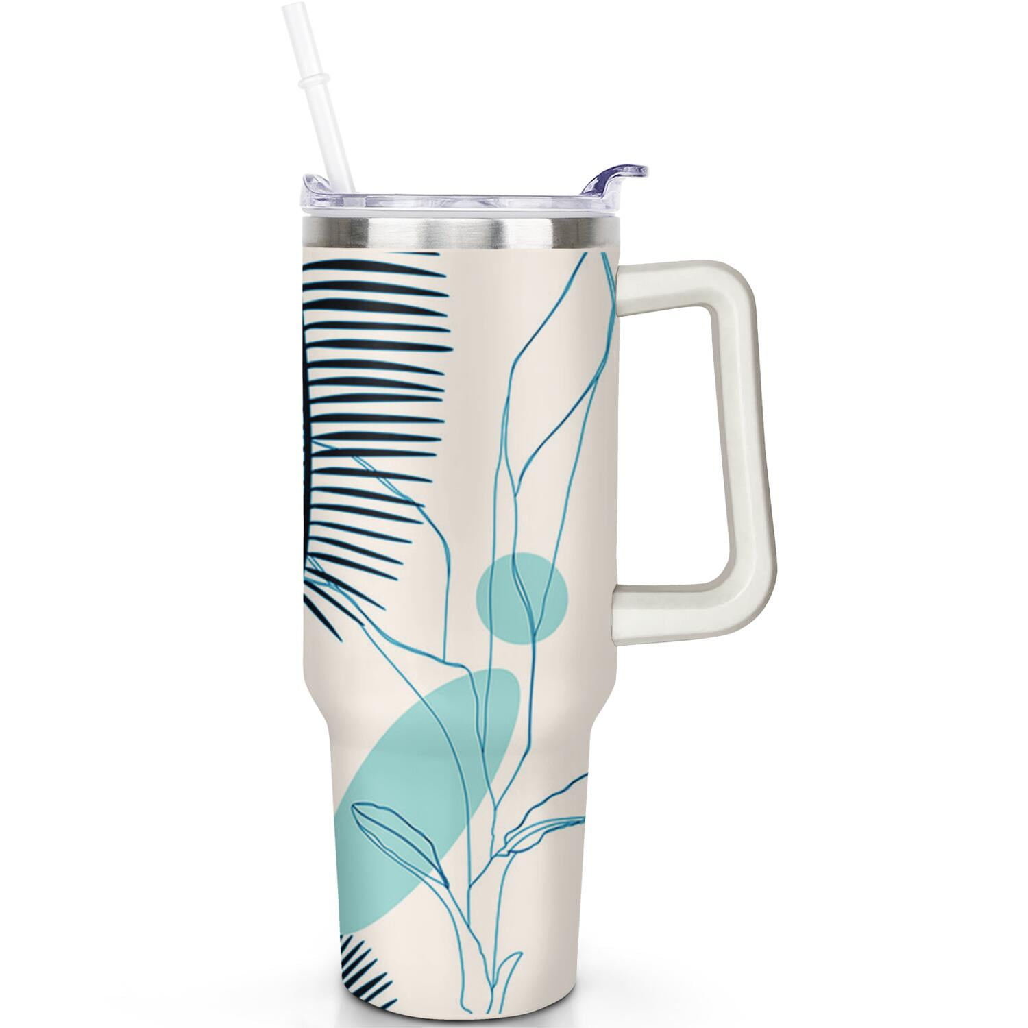 Bohemia Theme 40 oz Tumbler with Handle & Straw | 40oz Premium Boho ...