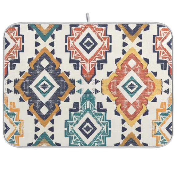 Bohemia Tribal Dish Drying Mats Kitchen Mat Microfiber Counter Absorbent Dish Pad Drainer Rack 18"x24"