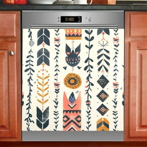 Bohemia Tribal Leaves Dishwasher Magnetic Refrigerator Magnet Cover Kitchen Art Panel Decal Sticker Home Decorative 23"x26"