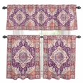 thumbnail image 1 of Bohemia Turkish Pattern Kitchen Curtains Valances and Tiers Set of 3 Purple Retro Ethnic Style Tier Curtains and Valance with Rod Pocket for Small Windows, 27.5"x24", 1 of 9