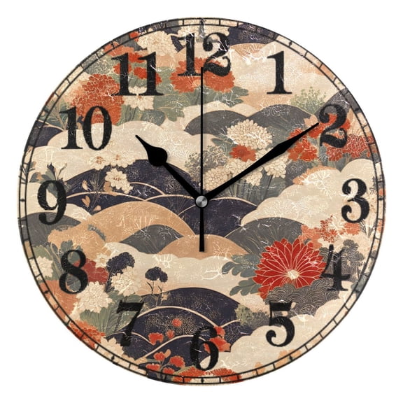 Bohemia Vintage Hand Paint Silent Wall Clock 10" Non-Ticking Battery Clock