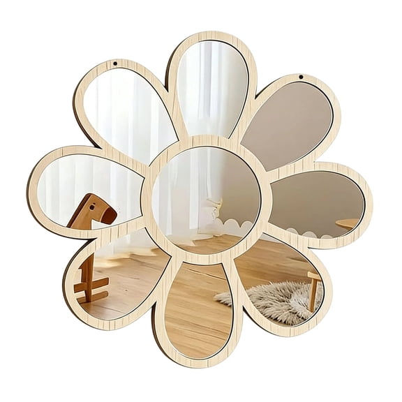Bohemia Wall Mirror Decors Flower Decorative Mirror Rustics Farmhouse Wall Decors for Bedroom Bathroom Wall Mount Mirror