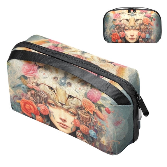 Bohemia Waterproof Oxford Cloth Charger Pouch USB Organizer Power Cord Box Organizer Cord and Cable Organizer Storage Pouch, 5.9x9.44x3.14 in.