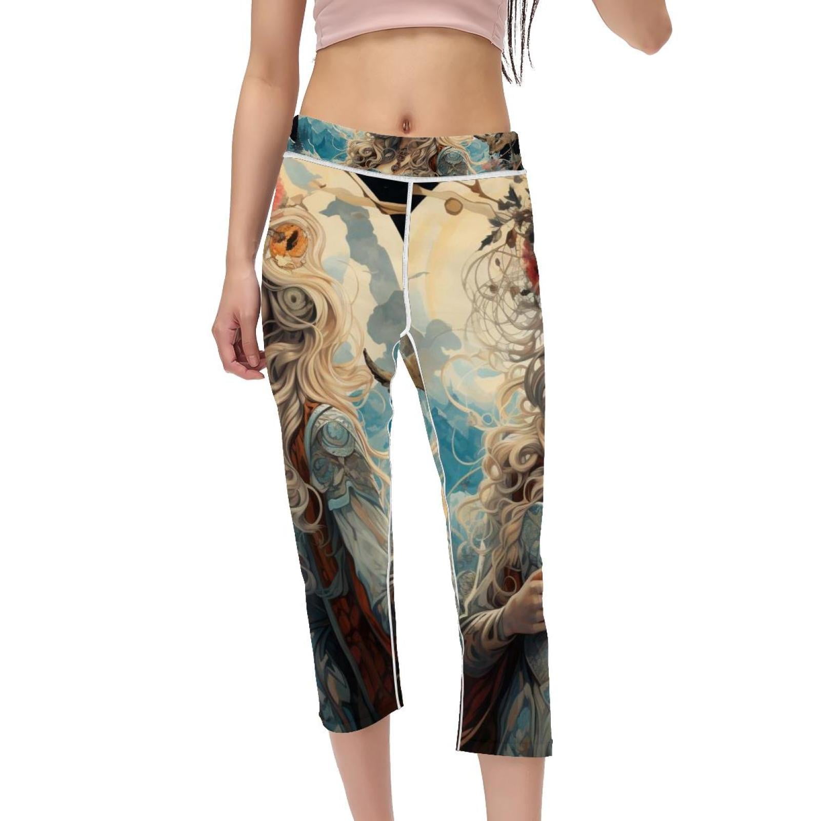 Bohemia Women Pants High Waist Capris Printed Gym Leggings Compression