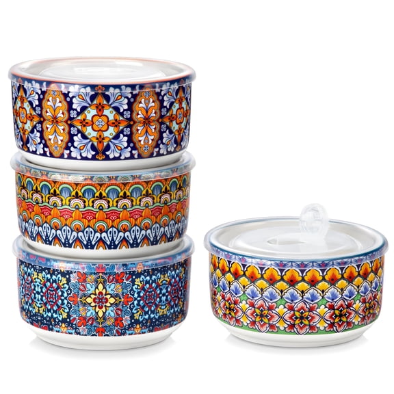 Bohemian 36 OZ (Set of 4) Ceramic Food Storage Containers