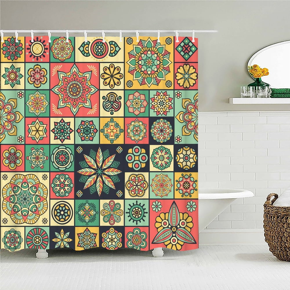 Bohemian 3d Bathroom Curtains Indian Boho Shower Curtains Waterproof
