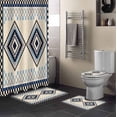 Bohemian 4PCS Shower Curtains Set with Toilet Lid Cover Non-Slip Rugs ...