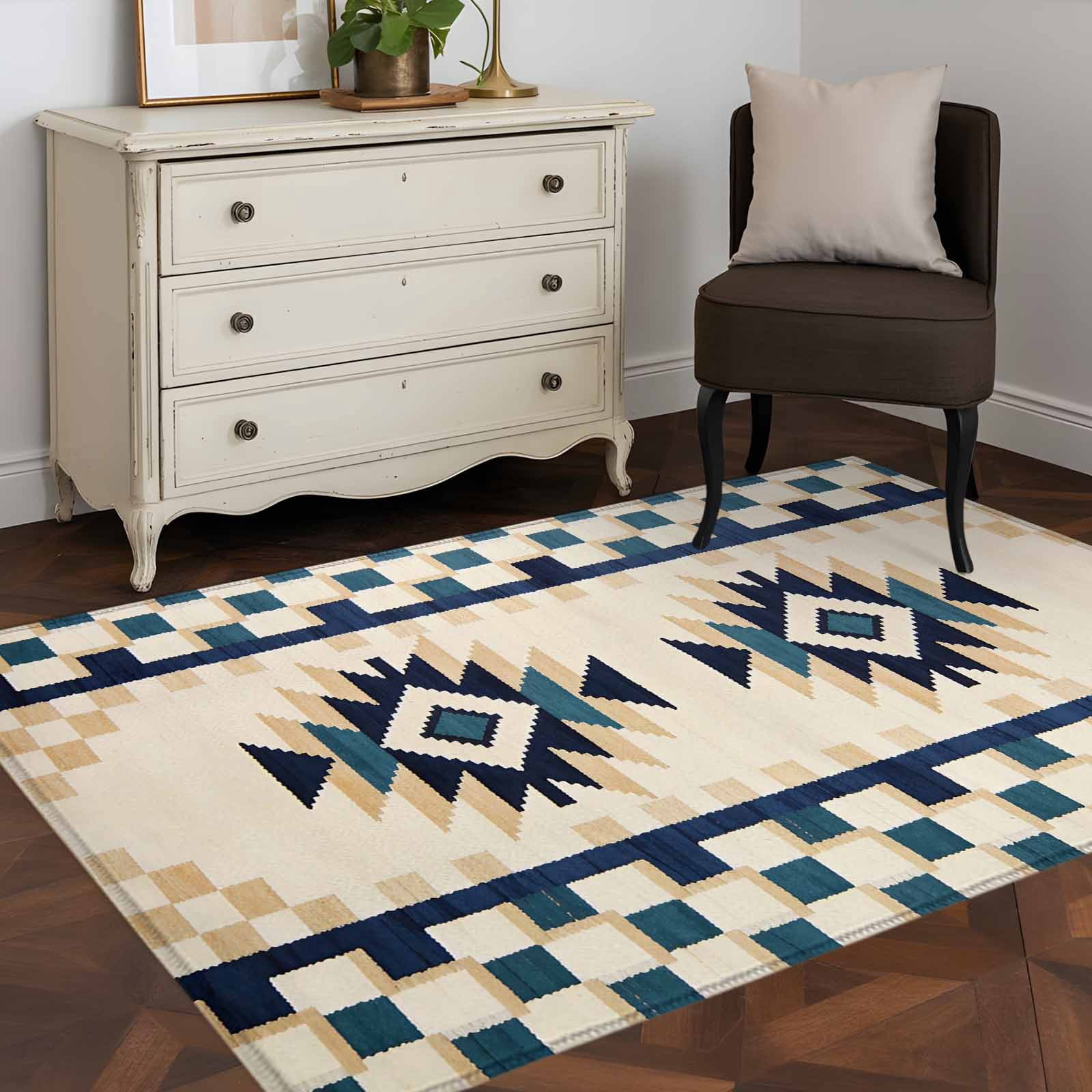 Bohemian 4x6 Rug for Dining Table for 4 People Under Table, Retro ...