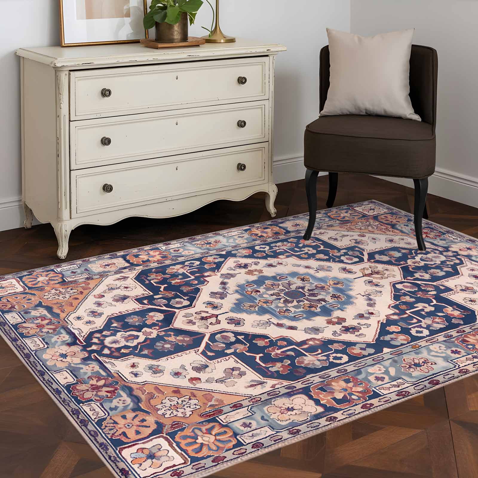 Bohemian 4x6 Rug for Dining Table for 4 People Under Table, Vintage ...