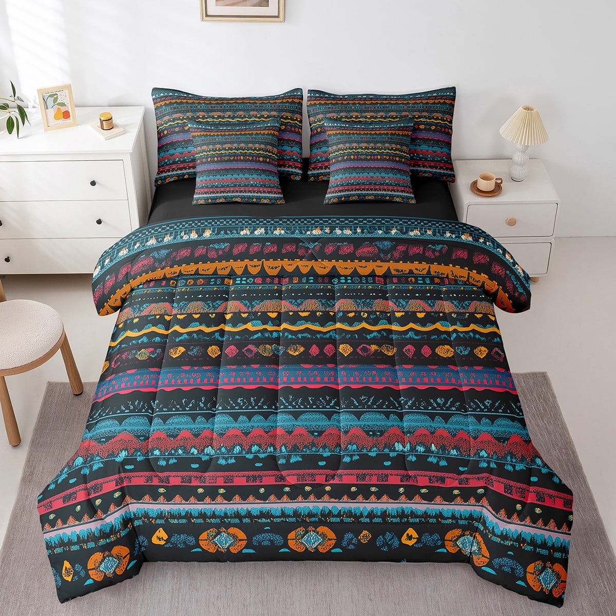 Bohemian 7 Piece Comforter Set Full Bed In A Bag,Boho Bedding Sets ...