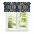thumbnail image 1 of Bohemian Abstract Blue Floral Window Valance for Kitchen, Boho Tribal Ethnic Geometric Flower Rod Pocket Short Curtain for Small Windows, Light Filtering Decorative Valance, 54 x 18 Inch, 1 Panel, 1 of 9