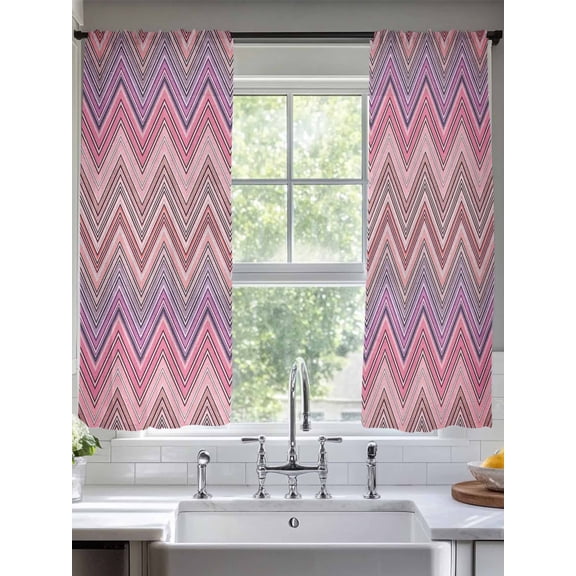 Bohemian Abstract Colorful Zigzag Stripes Sheer Curtains 63 Inches Long 2 Panels Light Filtering Semi Sheer Window Curtains Drapes for Bedroom Living Room 52"x63"&nbsp;2&nbsp;&nbsp;Panels