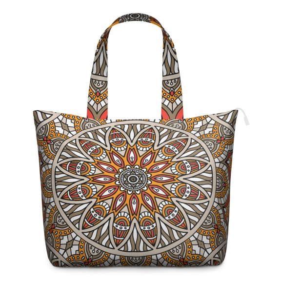 Bohemian Abstract Mala Travel Bag Colorful Trippy Duffel with Artistic Meditation Pattern, Healing Zen Energy Focused