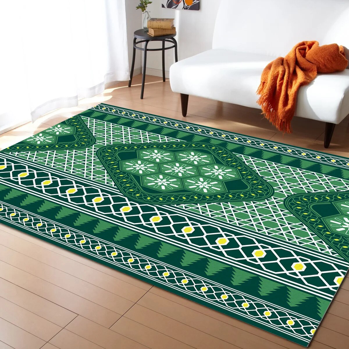 Patterned Rug Kids Bohemian Abstract Snowflake Pattern Carpet Area Rug Children's Room ...