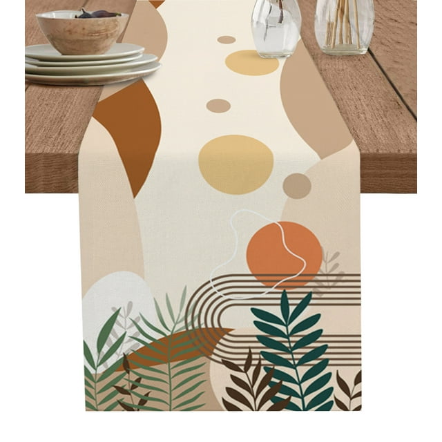 Bohemian Abstract Wind Leaf Plants Table Runners For Dining Room