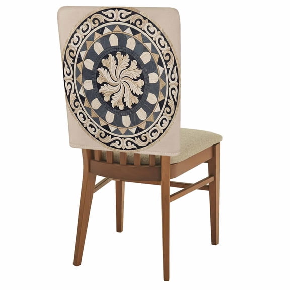 Bohemian Acanthus Leaf Chair Back Covers Set of 4 Vintage Boho Minimalist Geometric Floral Plaid Removable Dining Chair Slipcovers Washable Seat Protector for Restaurant Party Banquet Kichen Decor