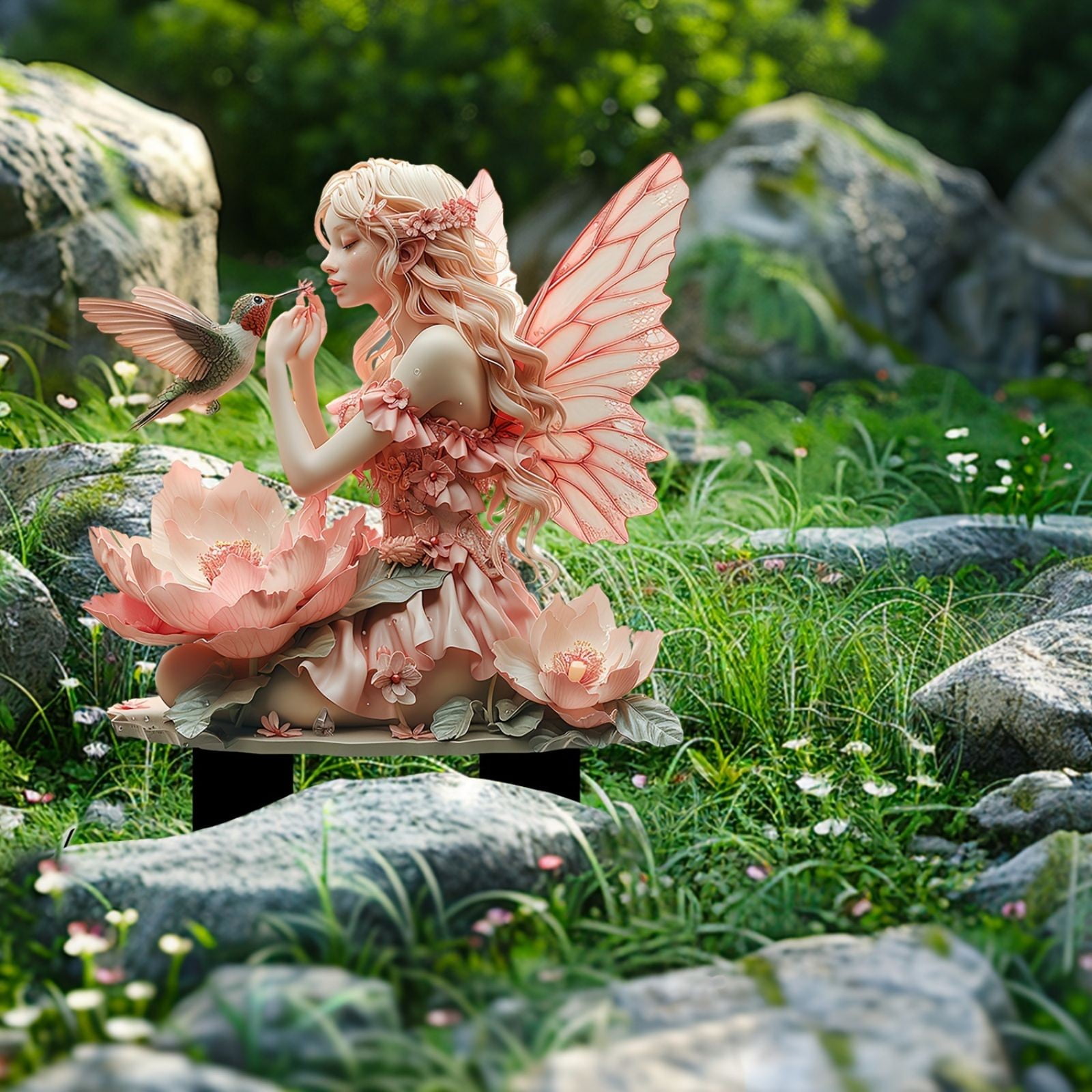 Bohemian Acrylic Garden Pile Decorative Fairies And Hummingbirds Bohemian Acrylic Garden Pile Decorative Fairies And Hummingbirds