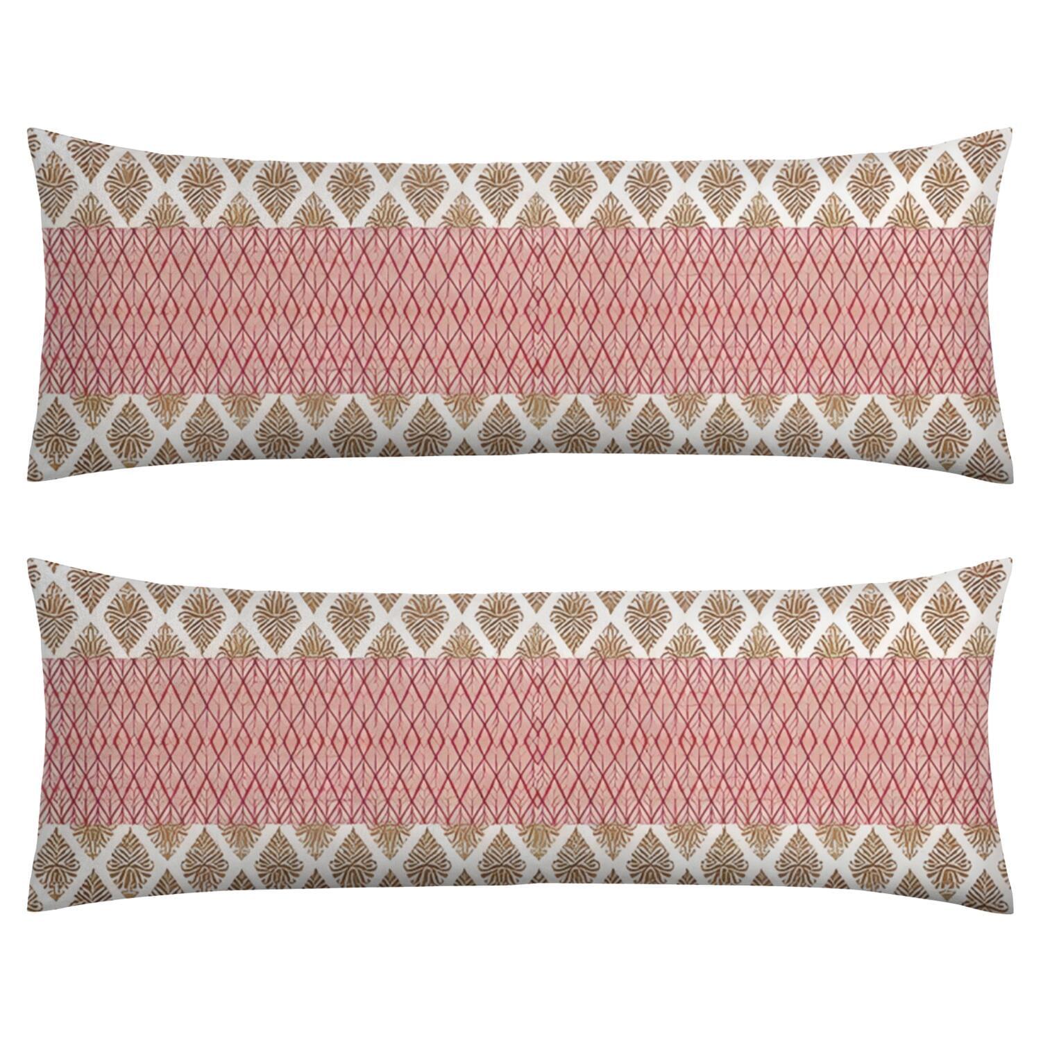 Bohemian Aesthetic Body Pillow Cover 20x54 - Vintage Long Pillow Case with Invisible Zipper - Geometric & Tribal Patterns - Breathable Maternity Pillowcase