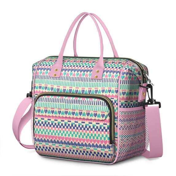 Bohemian Aesthetic Lunch Bag – Large Insulated Cooler with Artistic Tribal Style and Adjustable Strap, Foldable Tote for Daily Commutes or Gym Snacks