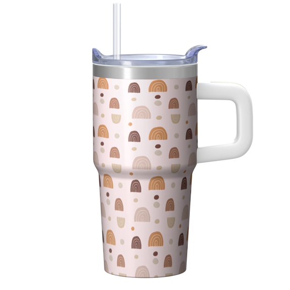 Bohemian Aesthetic Travel Tumbler 20oz with Lid and Straw - Stainless ...
