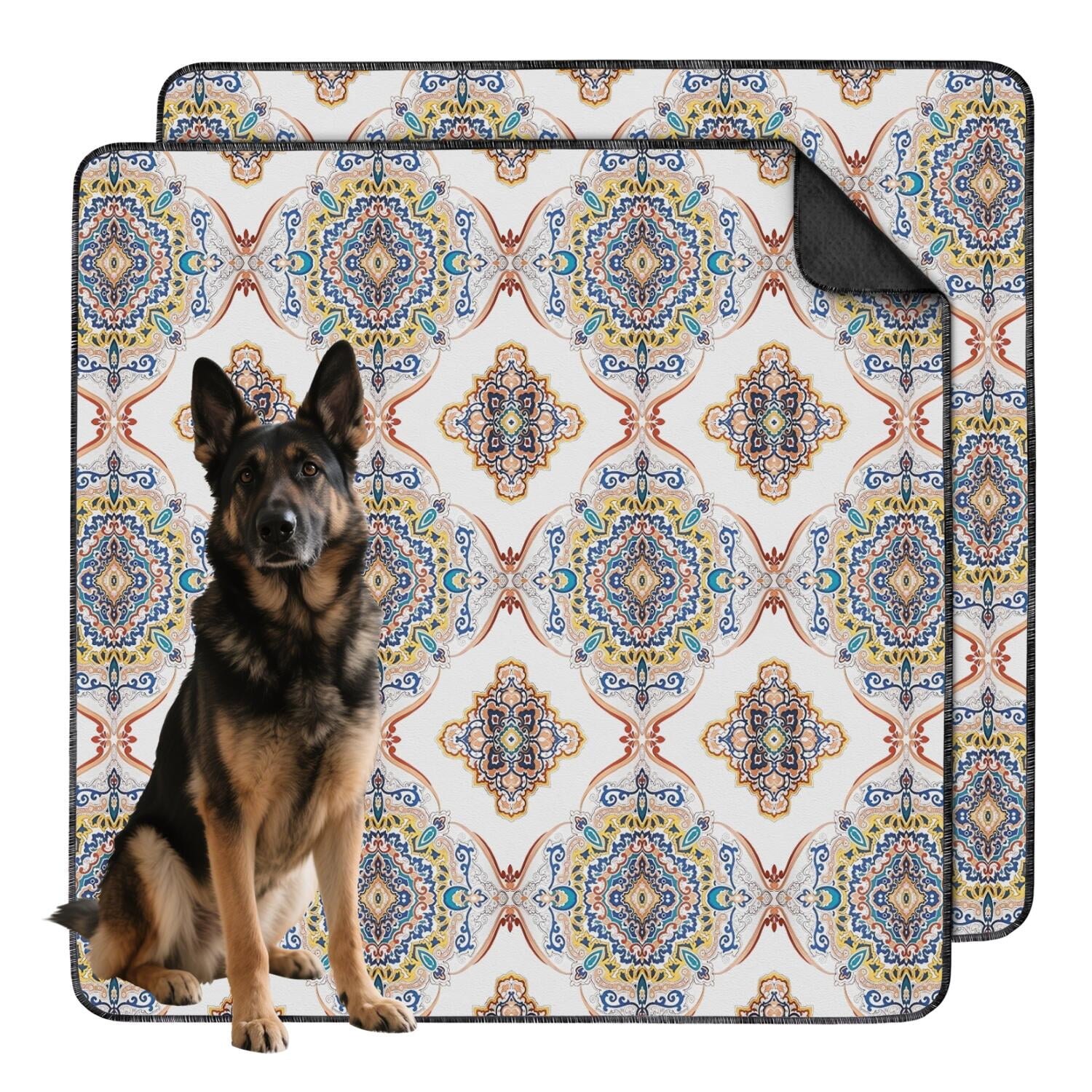 Bohemian Aesthetic Washable Dog Pee Pads, 48x48 Reusable Potty Training Pads with Non-Slip Backing, Leak-Proof for Style-Minded Dog Owners