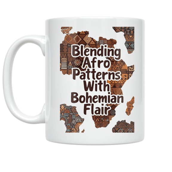 Bohemian Afro Pattern Fusion - Cultural Enthusiast - 11 oz Ceramic Coffee Mug